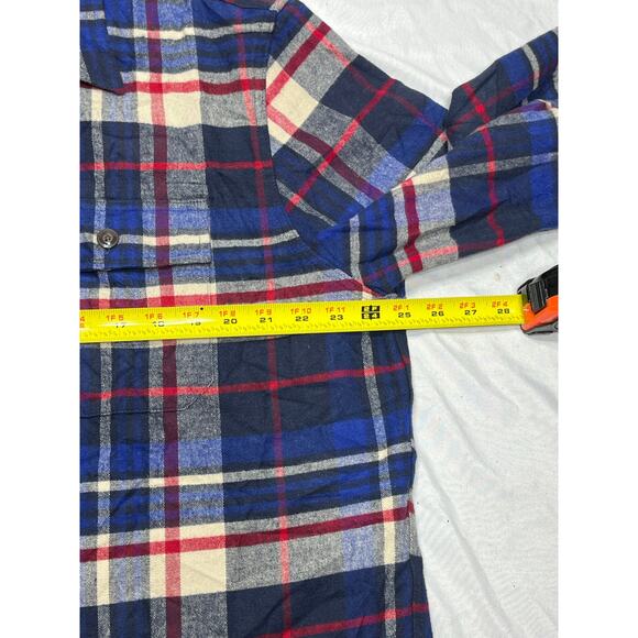 LL Bean Signature XL Slim Fit Flannel Shirt Blue Red Plaid Soft 100% Cotton - Picture 7 of 8